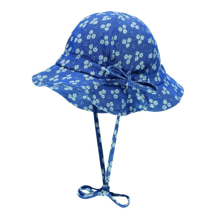 Döll Hut Mädchen Babymütze blau/weiss mit Blümchen - Döll - hutwelt